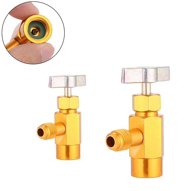 2Pcs R-134A AC and R134A Adaptor Refrigerant R134A Refrigerant Freon 134A Tap 1/2 inch Acme Thread Valve Tool Bottle Opener