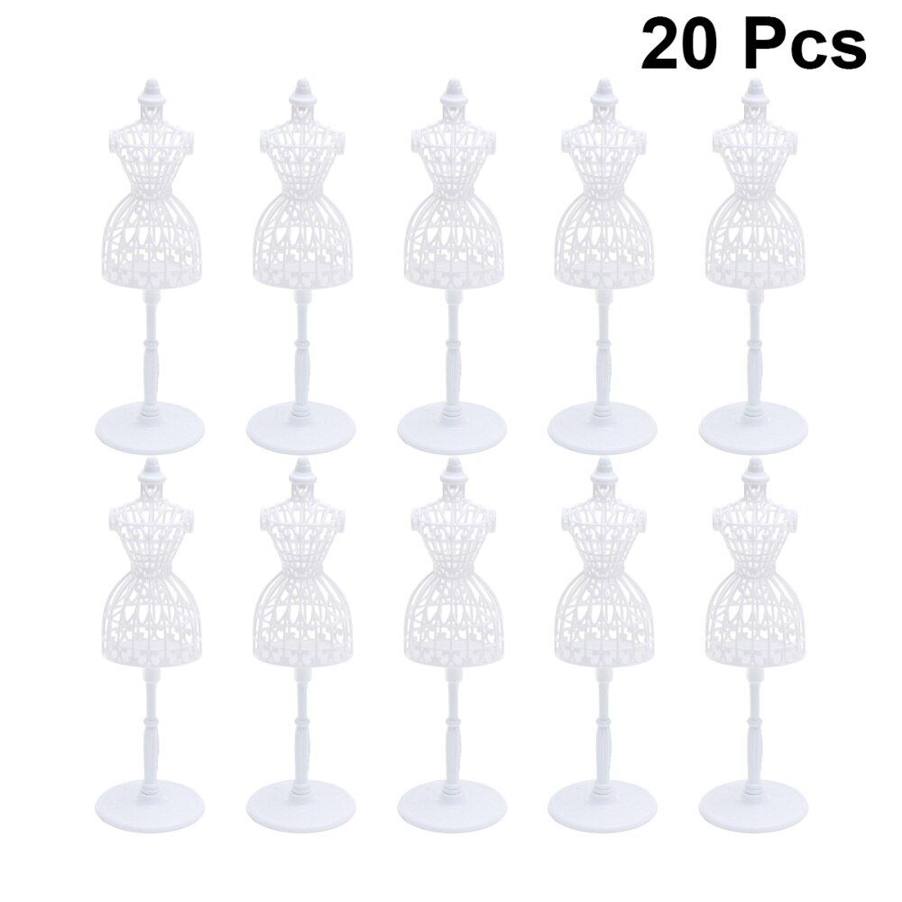 20pcs Mini Mannequin Stylish Hollow Art Mannequin Mini Clothes Model Rack Mini Mannequin Rack: White 1