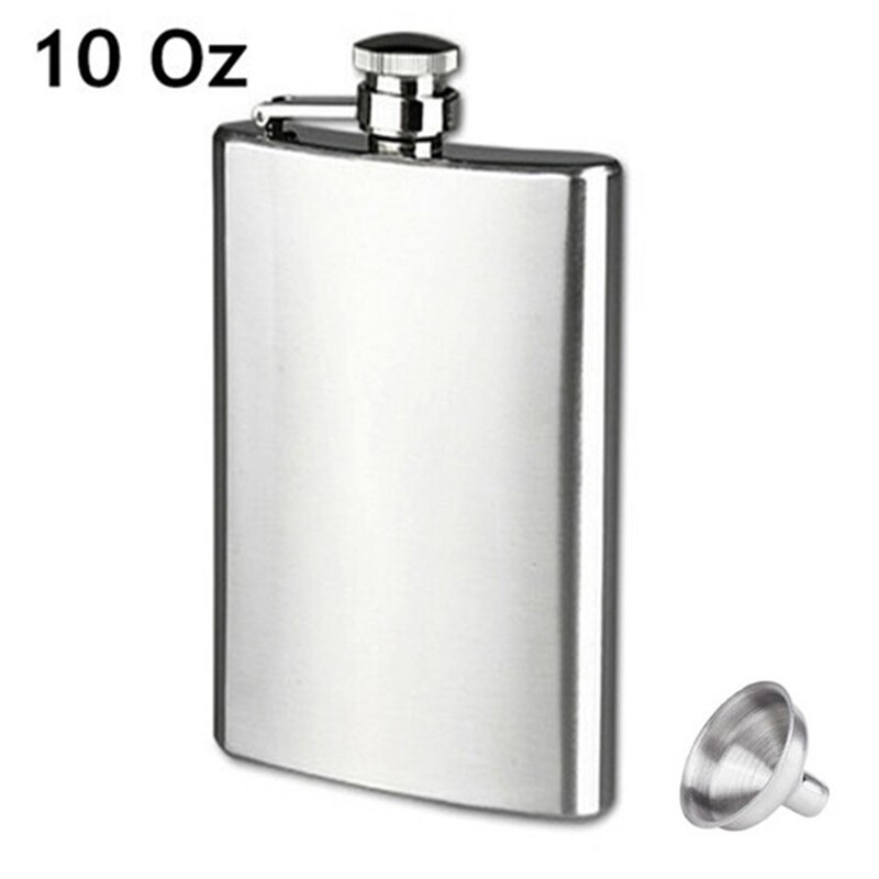5/8/10Oz Stainless Steel Hip Flask Funnel For Whiskey Wine Liquor Outdoor Pocket Flasks Portable Alcohol Bottle Beer: 10oz