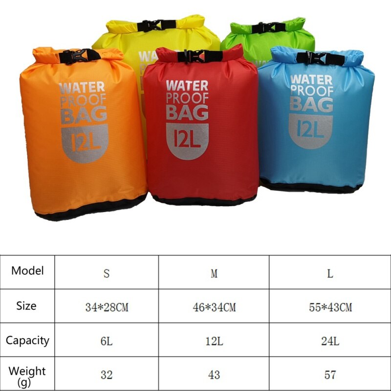 6L12L24L Waterproof Dry Bag Pack Sack Swimming Rafting Kayaking River Trekking Floating Sailing Canoing Boating Water Resistance