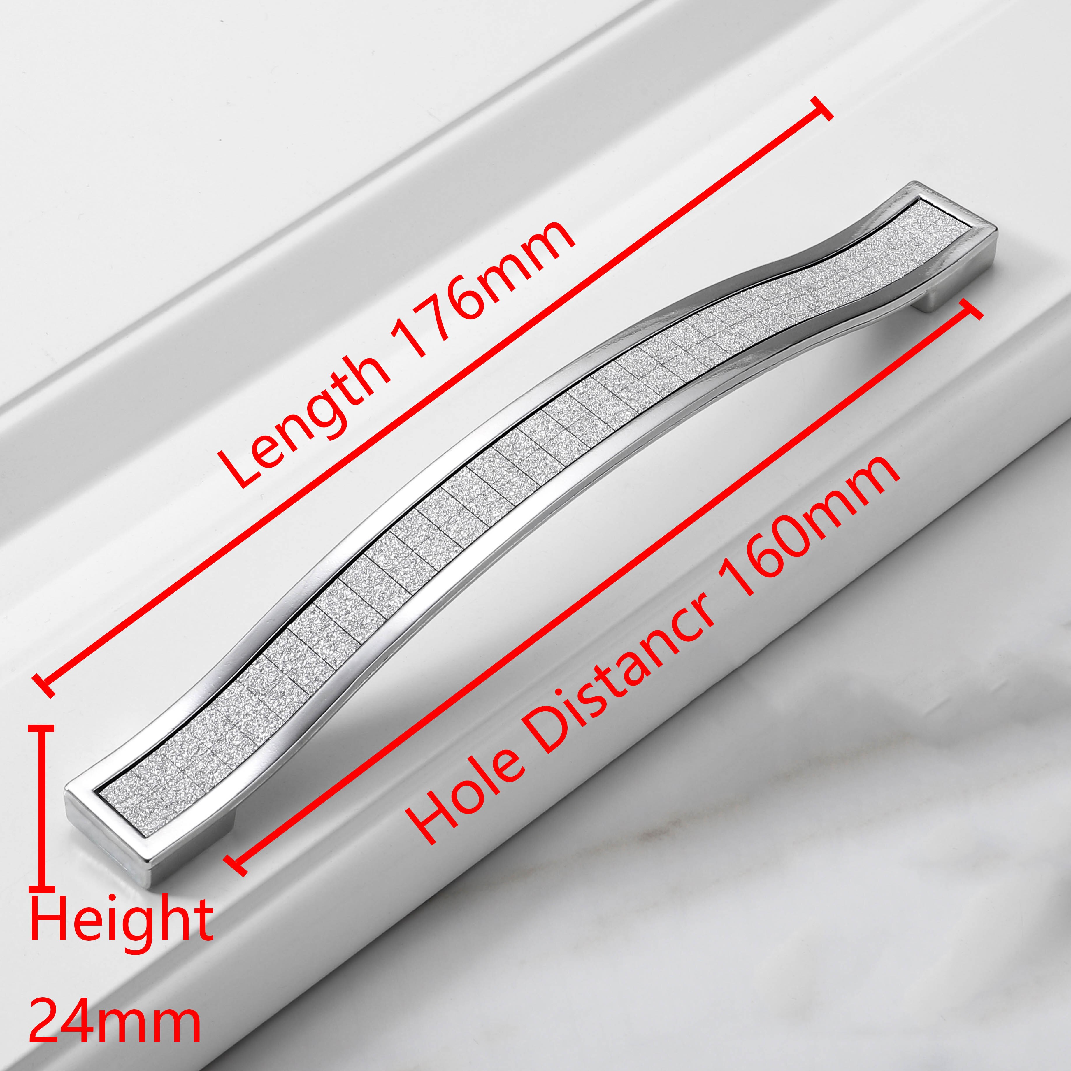 Rhinestone Crystal Drawer Europe Style Aluminum-Alloy Furniture Door Pull Handle for Drawer Cabinet Cupboard Kitchen Hardware: Silver-160mm