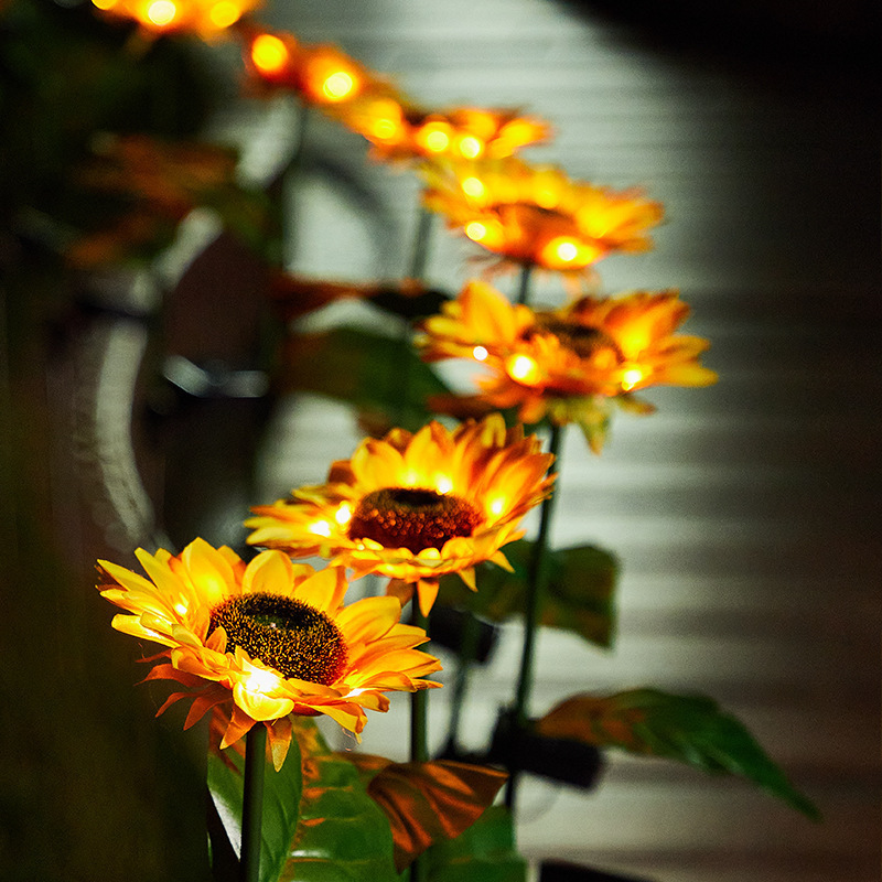 Luces solares de girasol para exteriores, guirnalda de luz LED impermeable para jardín, césped, , decoración de Navidad, lámpara alimentada por energía Solar, 1/3 cabezales