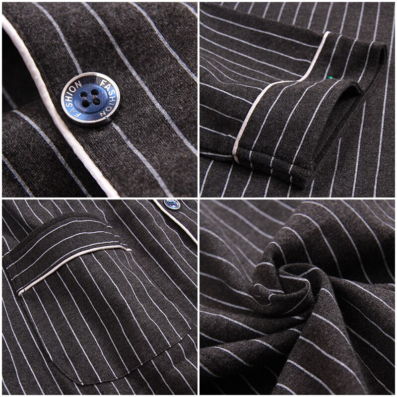 Pijamas de algodón 100% para invierno para hombre, ropa de dormir a rayas, ropa de casa para hombre, Pijamas de talla grande, Pijamas de algodón, pijama Heren