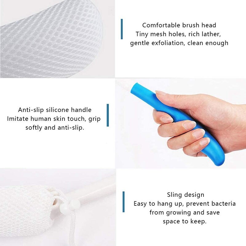 Terug Douche Borstel Bereikbare Body Borstel Met Antislip Handvat Lange Gebogen Douche Borstel Geschikt voor Ouderen Douche