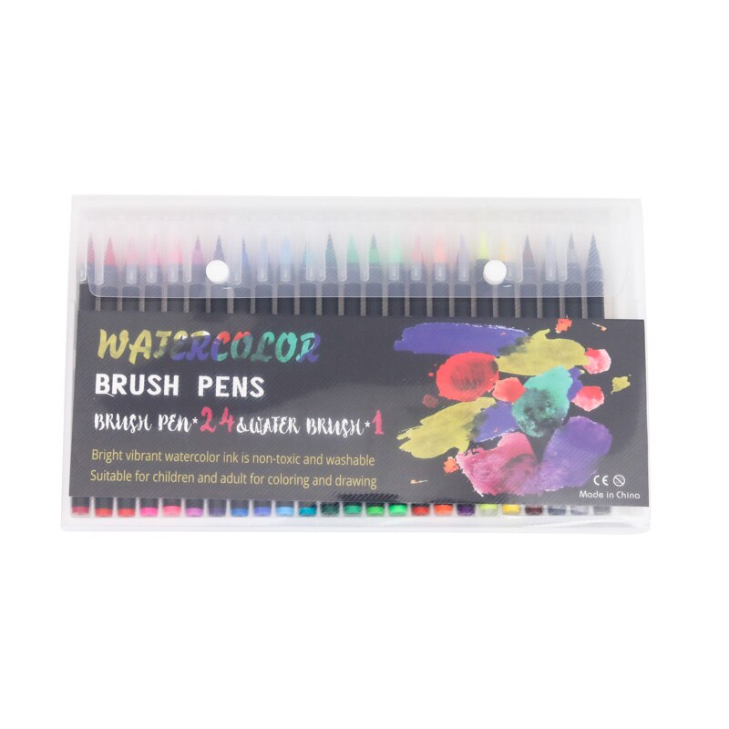 100/120 farver dobbelt spids kunst tuscher pen kalligrafi akvarel pensel pen sæt til voksen malebøger bullet journal: 24 farver