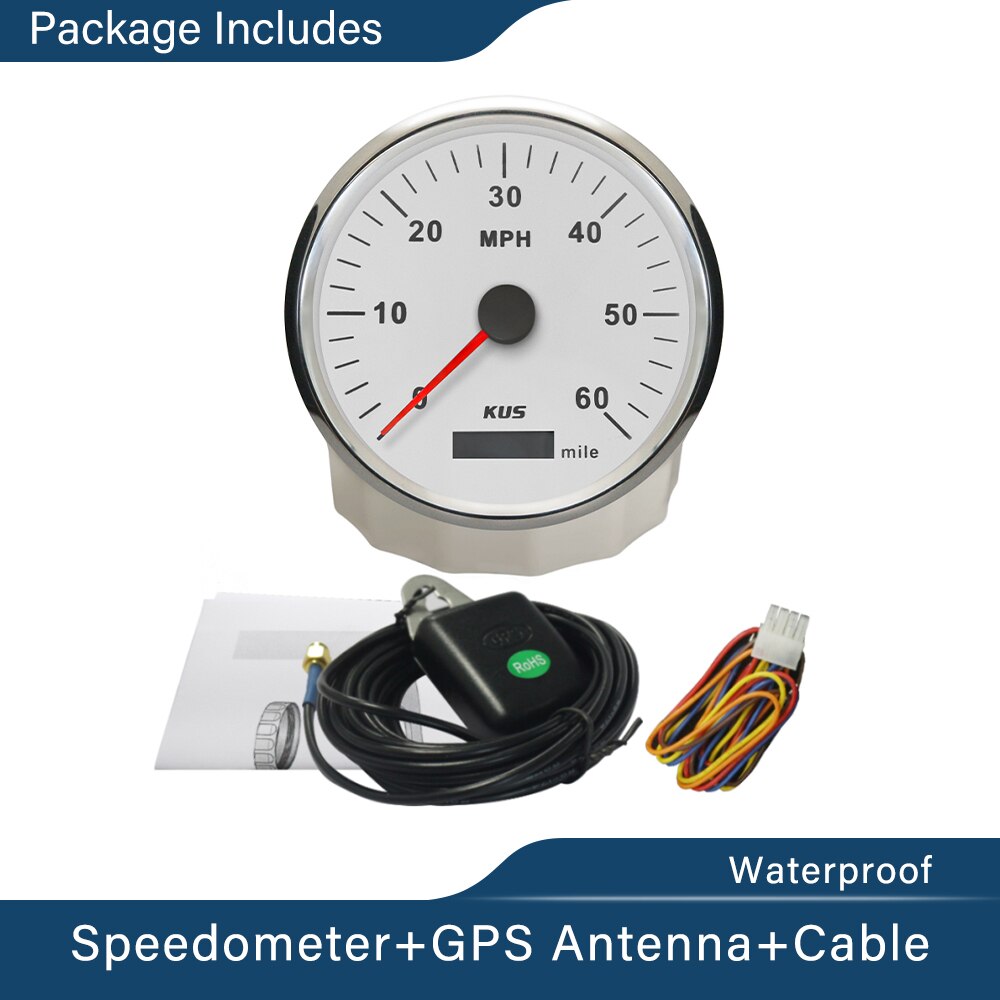 KUS 110mm Dimension GPS Lcd-computer-geschwindigkeitsmesser-grüne 0-60MPH 12V/24V Speedo Mit Rot und Gelb Hintergrundbeleuchtung