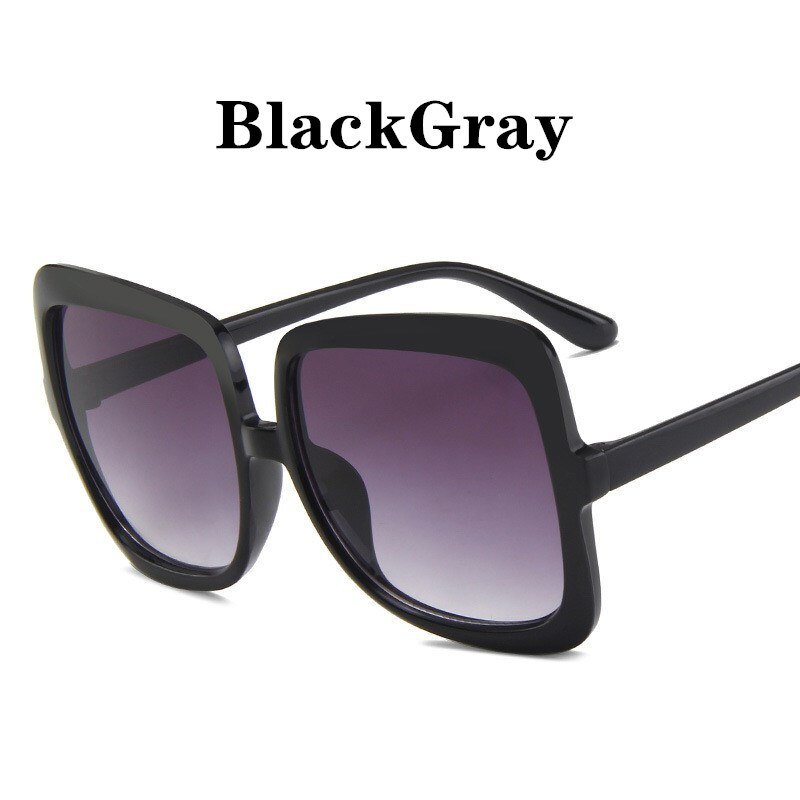 Women Oversized Sunglasses Vintage Brand Plastic Frame Colorful Sun Glasses UV400 Lentes De Sol Mujer: BlackGray