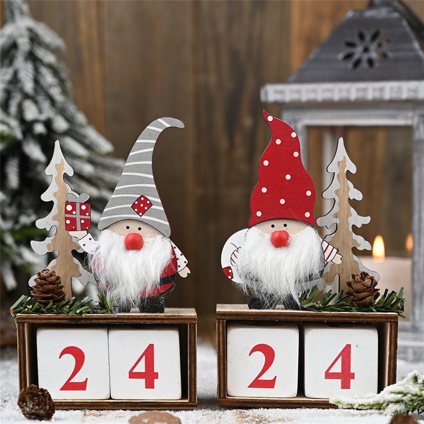 Julemanden bord skrivebord kalender jul advent ornamenter træ blok kalender boligindretning noel xmas år