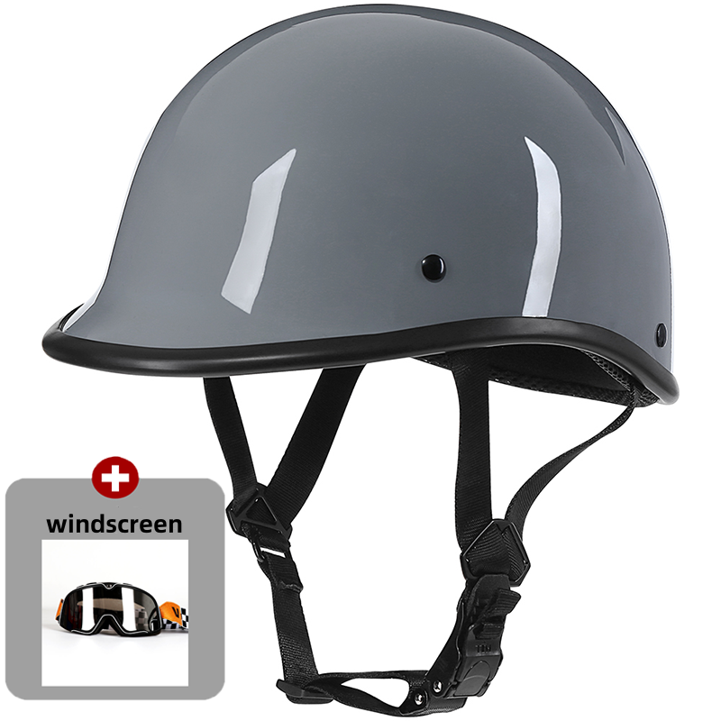 Medio casco de motocicleta casco Vintage alemán Moto motocicleta cara abierta retro scooter medio casco motociclista piloto casco: Oro / L