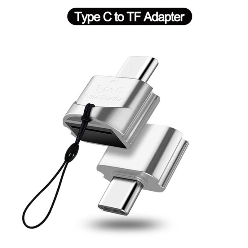 2IN1 cavo Micro usb maschio a USB femmina per telefono cellulare tipo C a connettore USB adattatore OTG convertitore in lega di alluminio in movimento: Type C-TF Silver