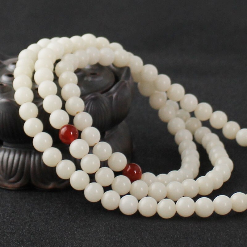 Wit Bodhi Wortel Armband Jade 108 Boeddha Bead Ronde Sieraden Voor Mannen En Vrouwen