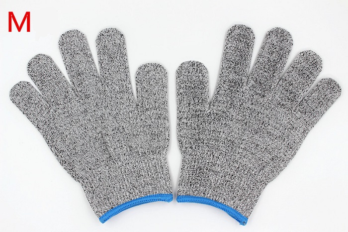 One pair Anti-cut Gloves Rotary cutter Level 5 Cut resistant Safety Protective Glove For Men Women M-XXL: M