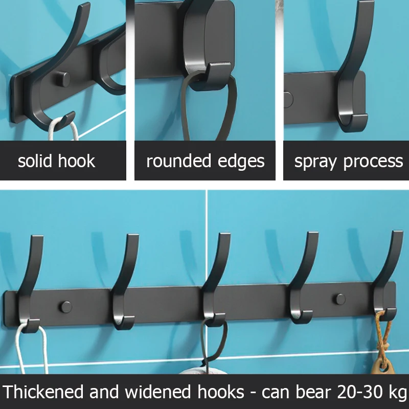 Black white Folding Robe Hooks Towel Hanger Nail Wall Rack Hooks Coat Clothes Holder for Bathroom Kitchen Accessories