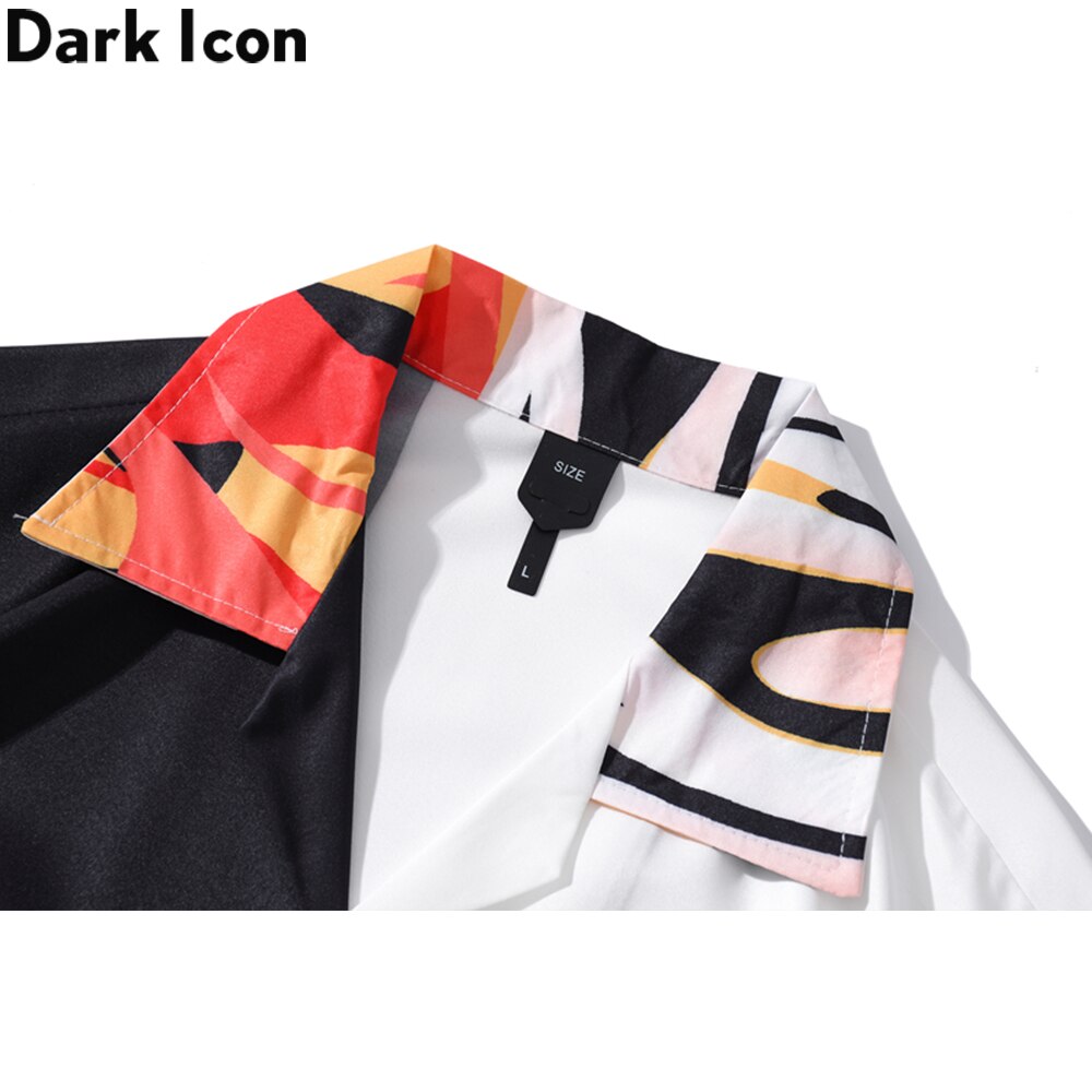Icône sombre flamme Patchwork chemise hawaïenne hommes Vintage rue hommes chemises d'été plage chemises pour homme