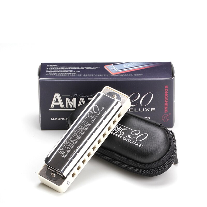 SevenAngel Blues Harmonica - 10 Hole Diatonic Key of C - Phosphor Bronze Reeds - 103x30x20mm
