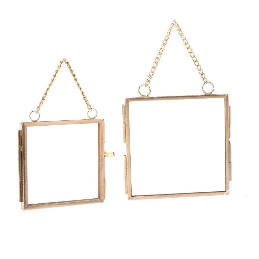 Kreative DIY Kette retro Metall Foto Bilderrahmen Hohe Transluzente Glas Proben Ordner Pflanze Sonde Anzeige Halfter: 7 Zoll / Weiß