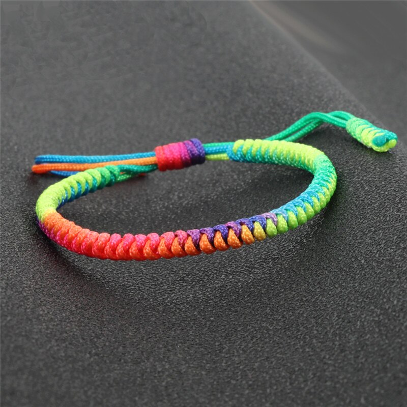 Tibétain bouddhiste à la main tressé Bracelet Multi couleur chanceux corde noeuds Bracelets pour femme hommes bouddha breloque Bracelet bijoux