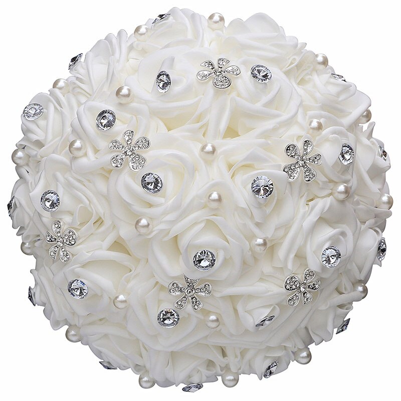 Billig pe rose diamant brudebuket blå bryllupsbuket festartikler buket  pe022x: Hvid