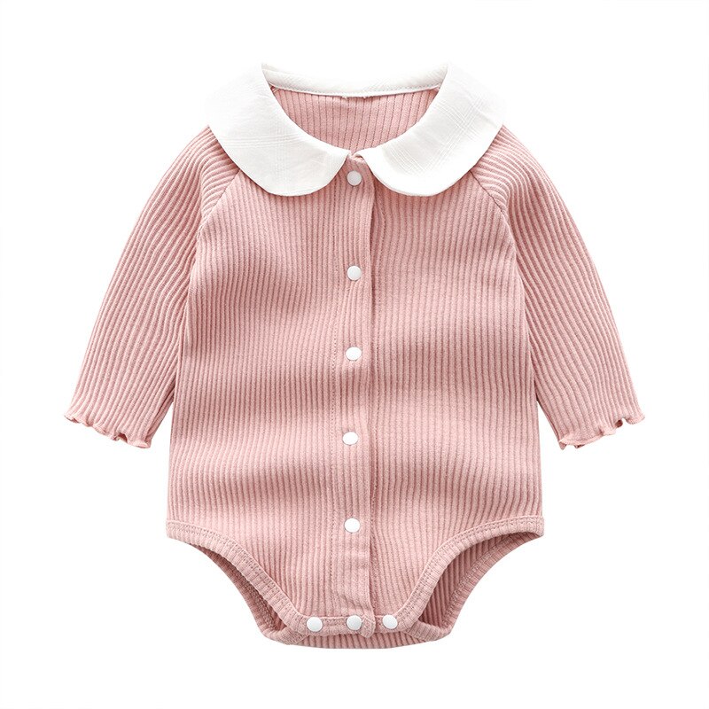 Baby tøj nyfødt baby pige tøj langærmet sød baby jumpsuit bomuld romper kravlende tøj baby pige jumpsuit: Lyserød / 12m