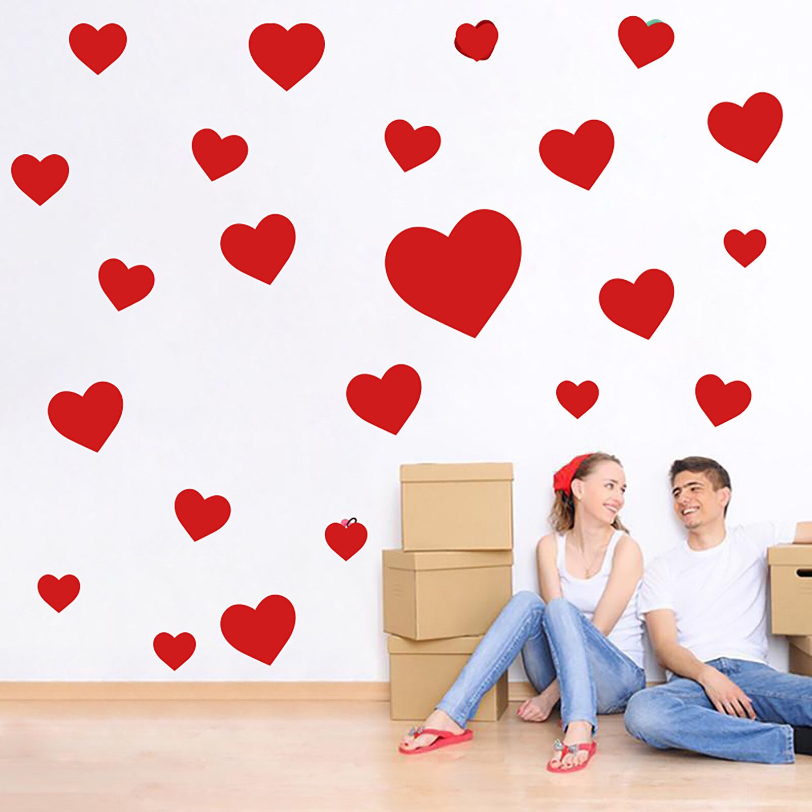 Valentine's Day DIY Wall Sticker Love Window Sticker Refrigerator Wall Stickers Romantic Red Love Heart Wedding Decoration