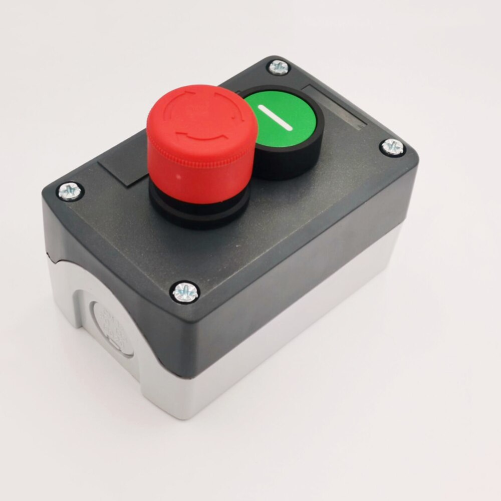 240V 3A Red Emergency Stop Momentary Green Flat Pushbutton Switch Station Box