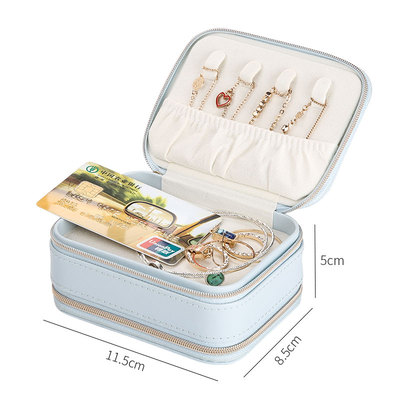 Guanya Stud Earrings Rings Jewelry Box Portable Storage Organizer Zipper Portable Women Useful Makeup Display Travel Case