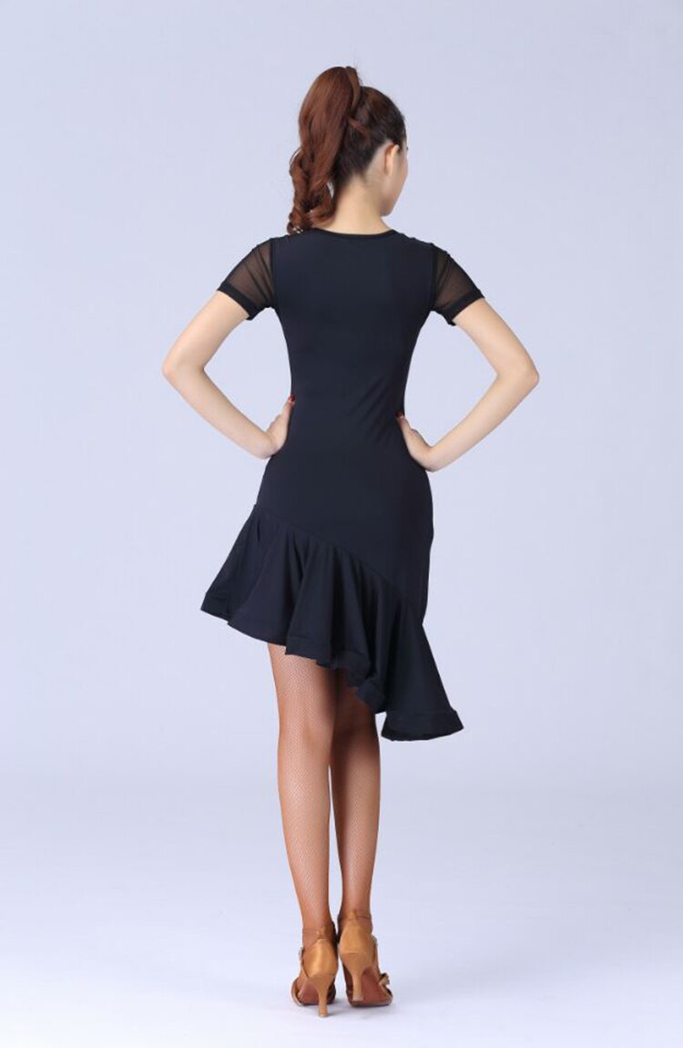 Latin Dance Dress Female Adult Performing Ballroom Tango Cha Cha Latin Dance Dresses Short Sleeve Tassel Skirt Dance Dress