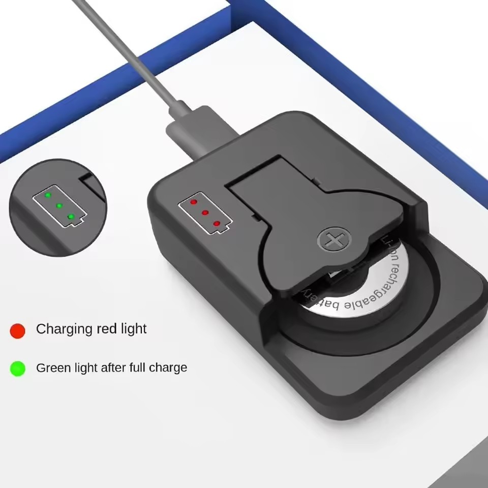 NEUE LIR2032 3,6V Wiederaufladbare Lithium-Knopfbatterie mit Ladegerät, Kompatibel mit CR2032 für Autoschlüssel, Uhren, Fernbedienungen