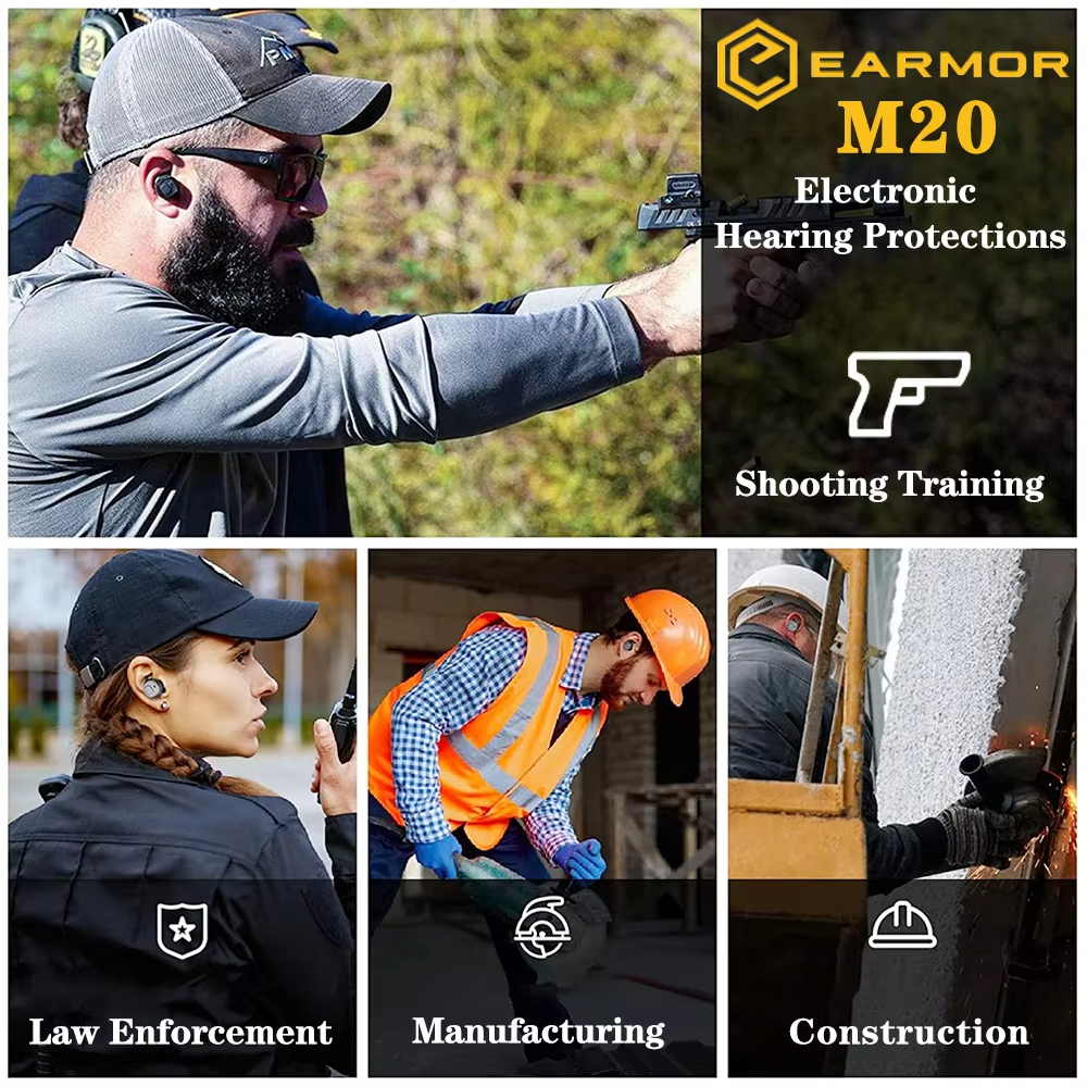 EARMOR M20 Elektronische Ohrhörer Lärm-Ohrhörer 22 dB, Schieß-Ohrenschützer, elektronische Gehörschutz, Schießzubehör
