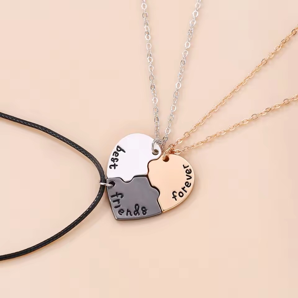 2/3 Uds. Collares de amistad para mujeres y niñas Kawaii mejores amigos mamá hija colgante cadena BFF accesorios de joyería 2025: Azul de zinc