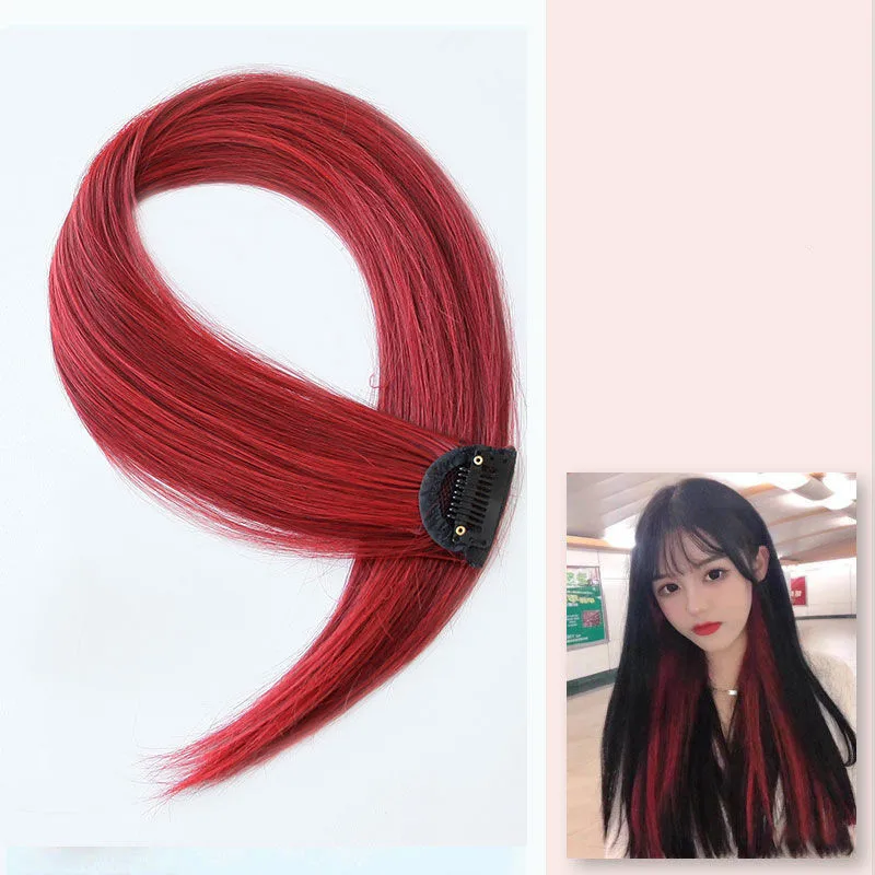 60cm postizo horquilla extensión de cabello Clip en postizo largo recto colgante oreja peluca Clip extensiones de cabello sintético Accesorios: Naranja