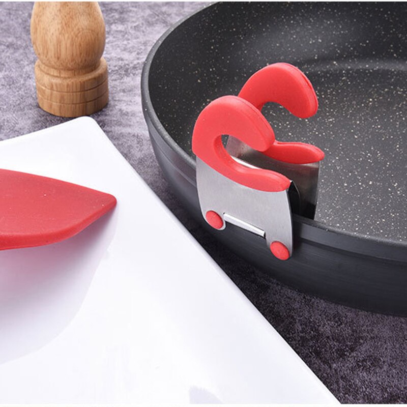 Olla de acero inoxidable soporte para sartén espátula Clip cuchara resto ollas Clip cocina herramientas para tapa de sartén soporte de tapa de olla Clip