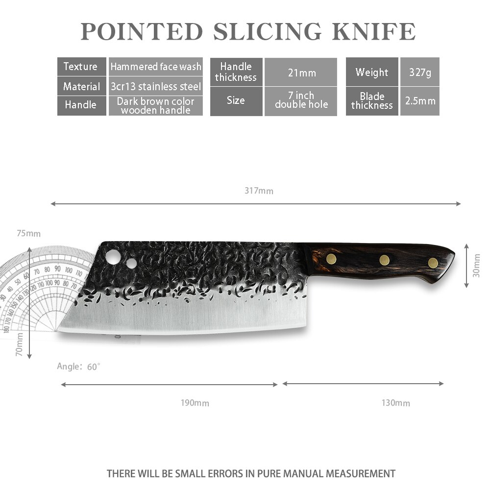 Forged Kitchen Knives High Carbon Steel Handmade Hammered Fixed Blade Chef Knives Chinese Cleaver Slicing Meat Cooking Tools: A