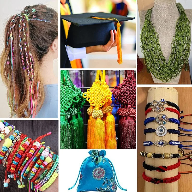 Corda in nylon per braccialetti, cordoncino per annodare cinese, filo per perline in nylon per braccialetti intrecciati, collane con perline e macramè