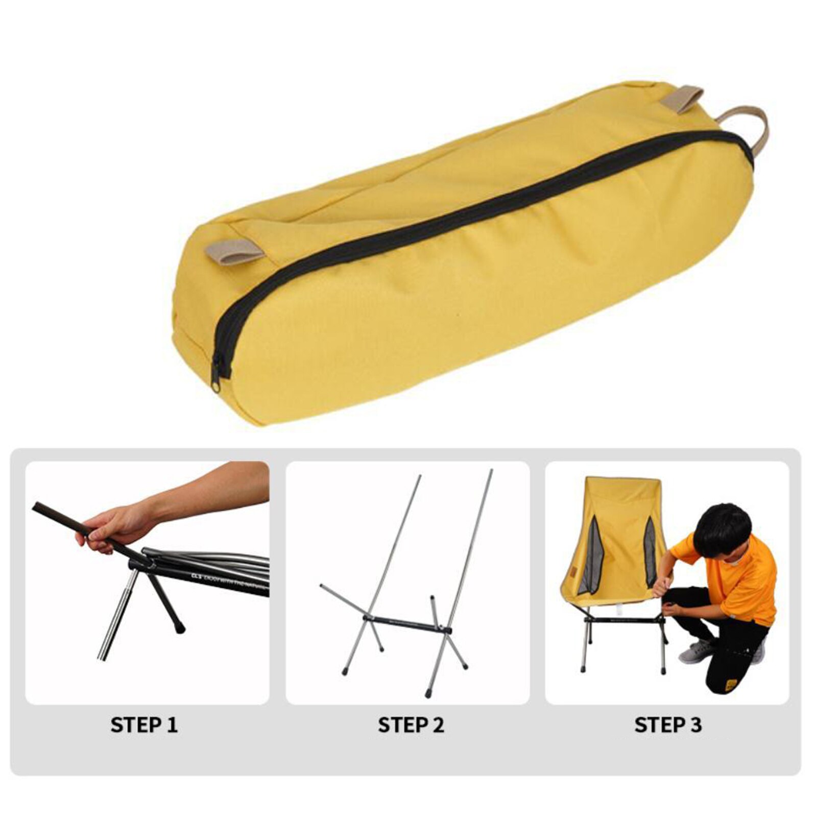 Lichtgewicht Draagbare Inklapbare Camping Stoel Outdoor Backpacken Gazon: Yellow