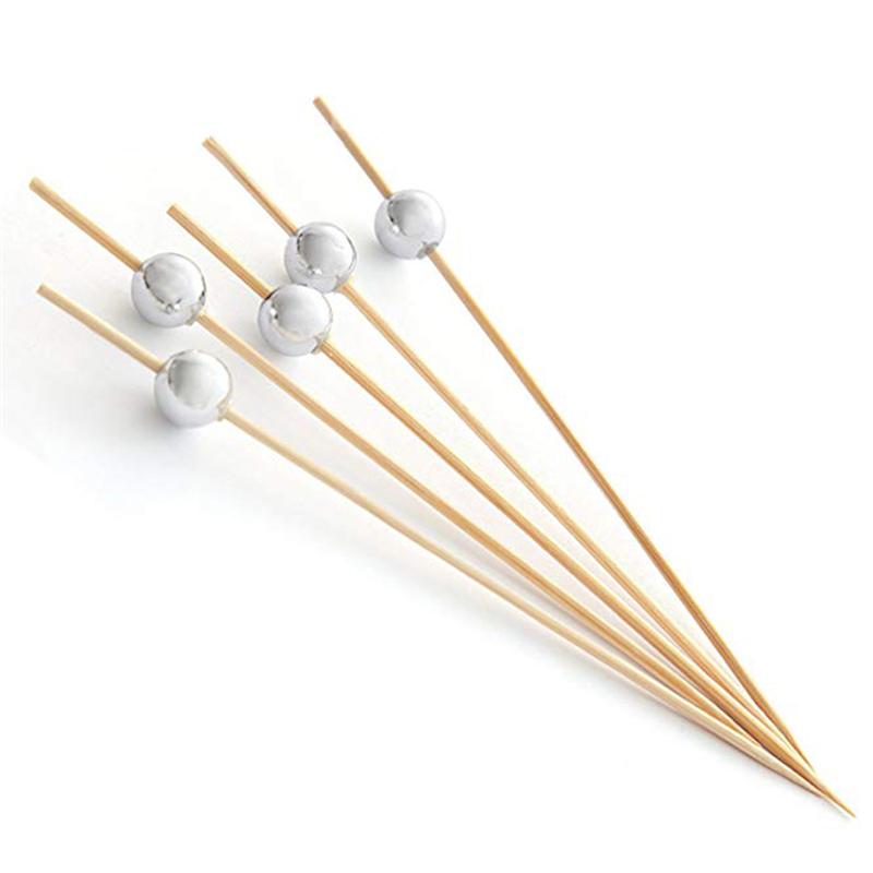 100 kpl 12 cm cocktailtikut kertakäyttöiset käsintehdyt pyöreät helmet juhlatarvikkeet hedelmät hammastikkuja alkupalat hedelmille