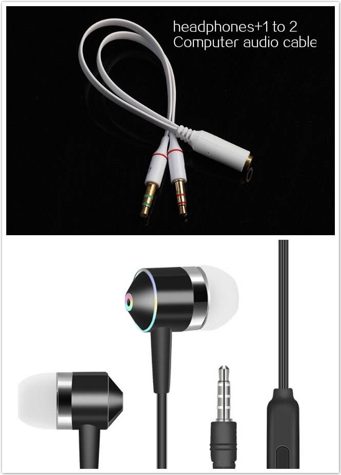 5/2/1Pcs 3.5MM Audio Cable Transfer Headset Conversion Cable 1 To 2 Computer Audio Cable +In-ear Mobile Phone Headset: 01