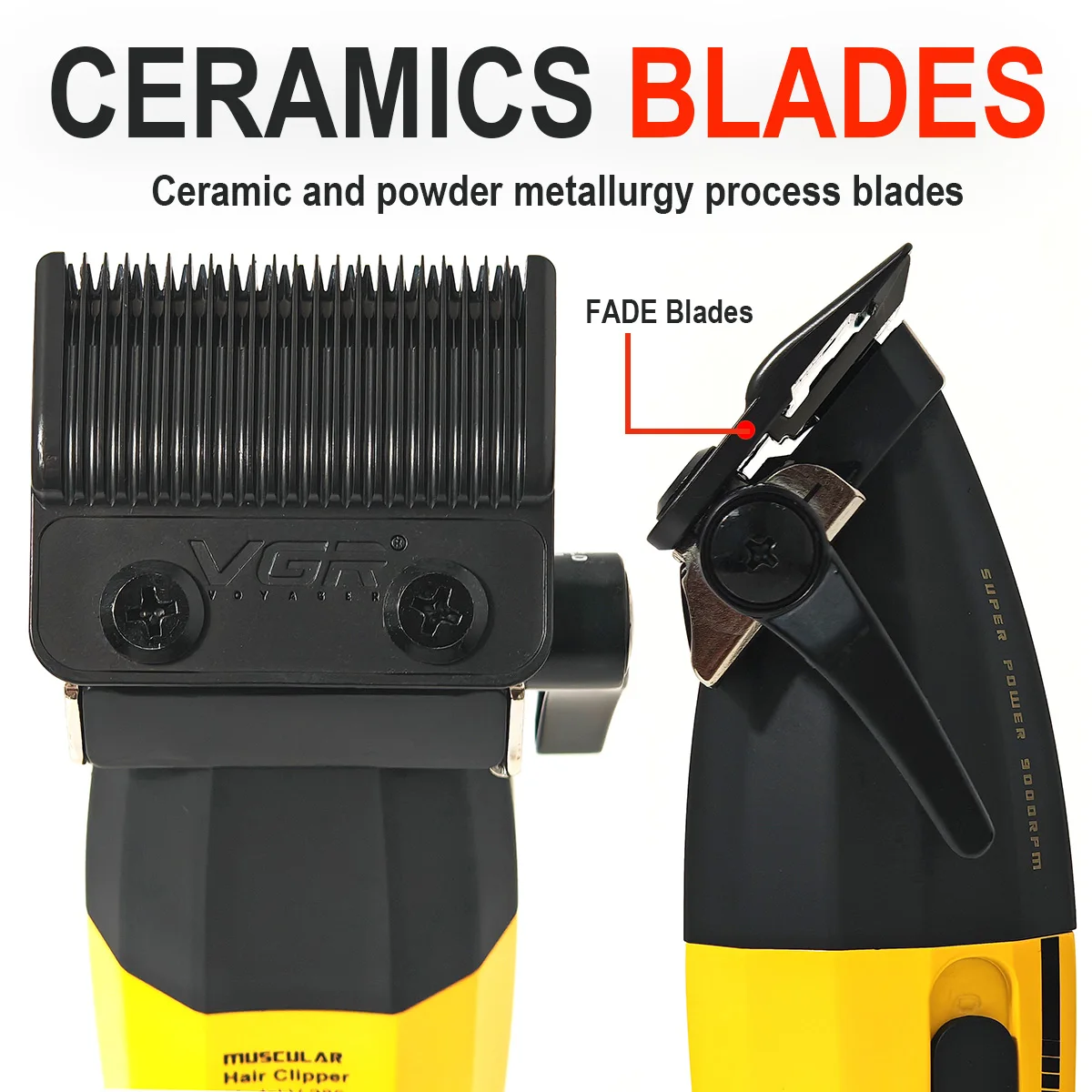 VGR Tondeuse Professionele Haarsnijmachine Kapper Draadloze Tondeuse Metaal 9000 RPM Elektrische Tondeuse voor Mannen V-285