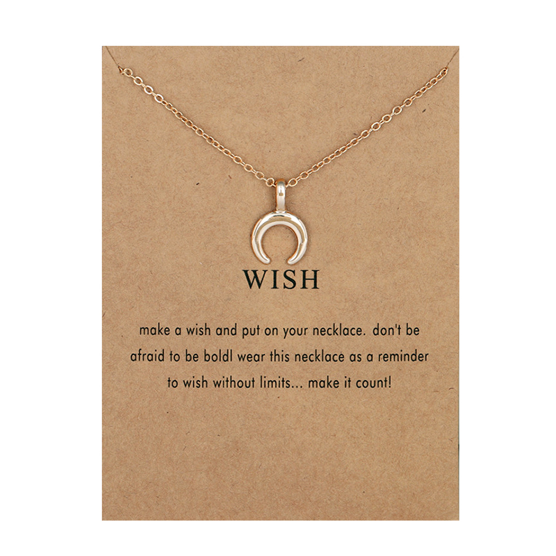 Mode Make A Wish Card Ketting Sieraden Goud Kleur Uil Veer Olifant Vleugel Eenhoorn Vlinder Hart Hanger Vrouwen Bijoux