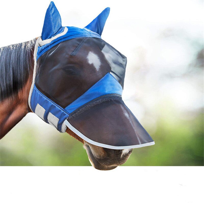 Paard Afneembare Mesh Masker Paard Fly Masker Met Oor Bescherming Volledige Gezicht Maskers Anti-Muggen Paardensport Levert Paard Apparatuur