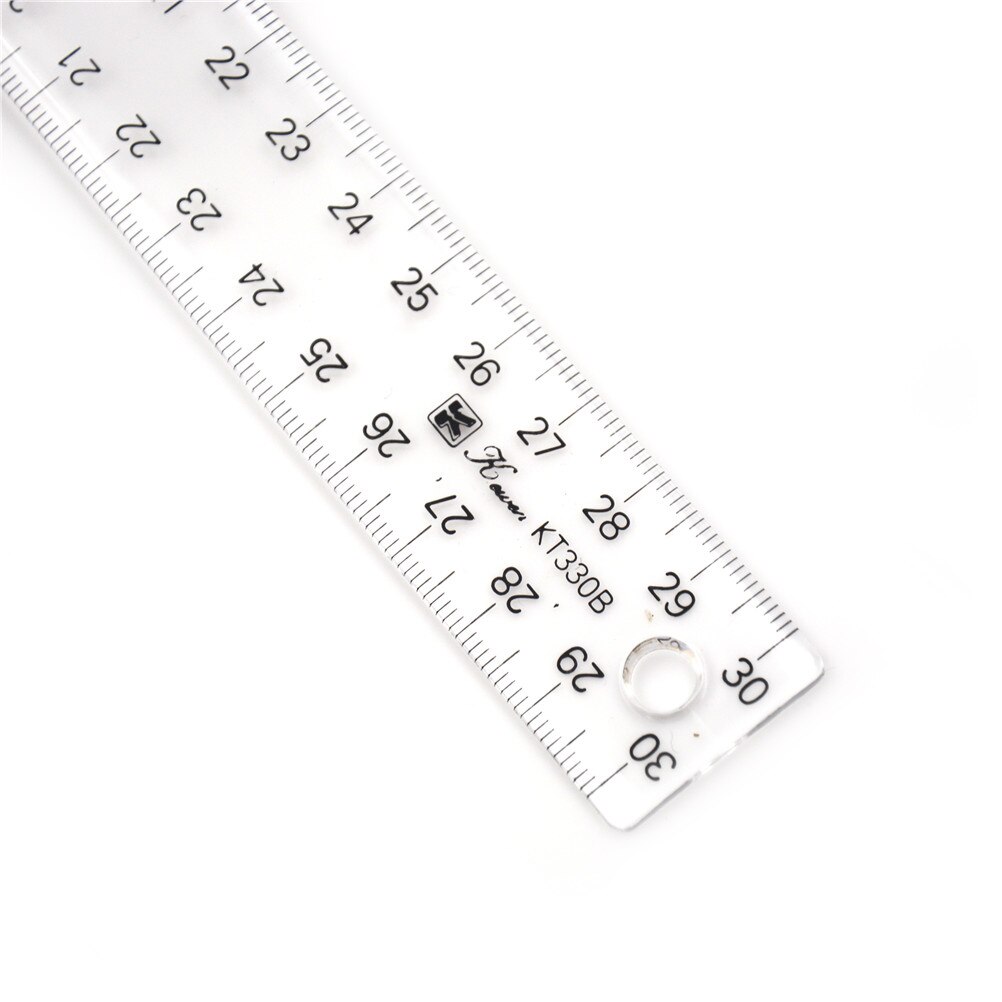1 st 30cm t-formad linjal i plast klar transparent mått rak linjal mätverktyg