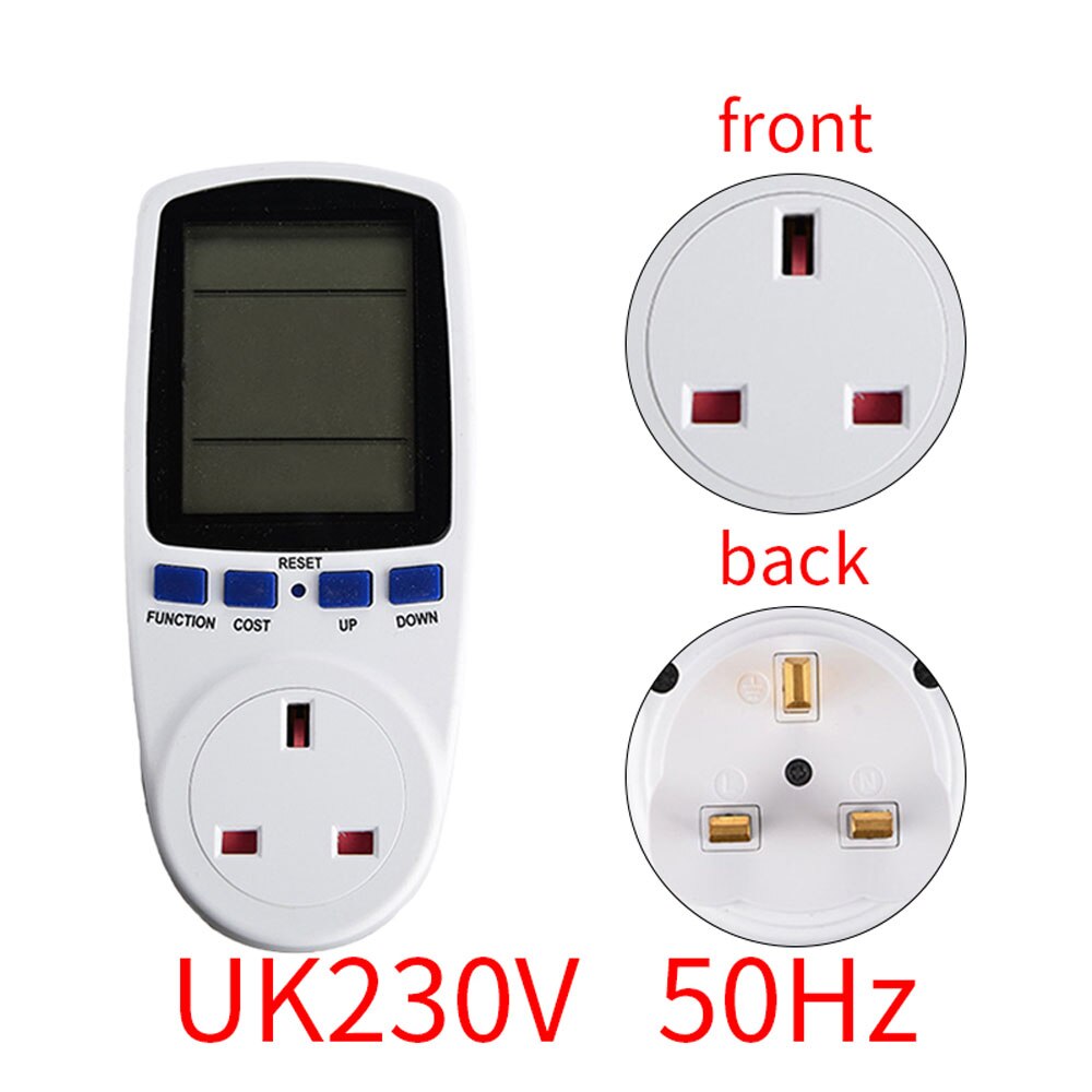 Power Meter Digitale Lcd Energy Meter Wattmeter Monitoring Apparaat Wattage Elektriciteit Kwh Power Meten Outlet Analyzer: UK Plug