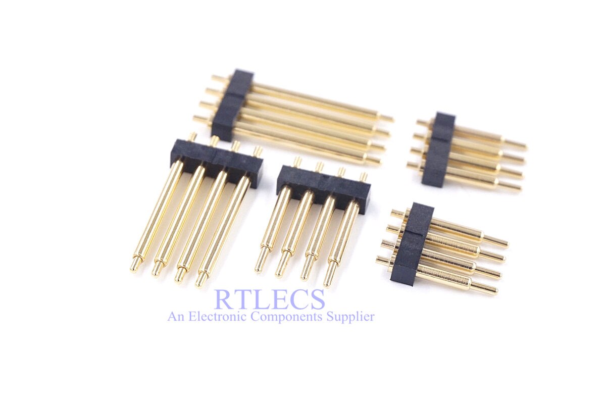 2pcs Spring Loaded Pogo Pin Connector 4 Pin 2.54 mm Pitch 3.0 to 20.5 mm Height Choose to order Single Through Holes PCB