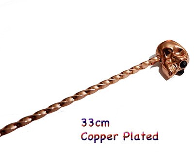 Schedel Barspoon Cocktail Lepel Roestvrij Staal Mengen Cocktail Lepel, Spiraal Patroon Bar Tool: 33cm Copper Plated