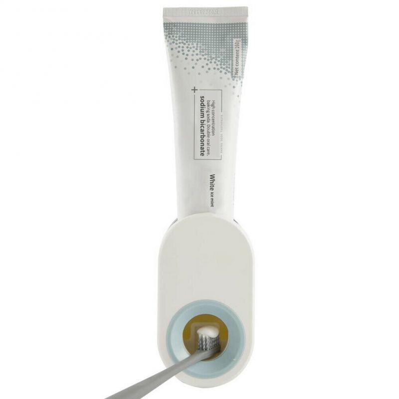 1 stk automatisk tandpasta squeezer tandpasta holder sæt tandpasta dispenser vægmonteret stativ rullende badeværelse tilbehør: Hvid