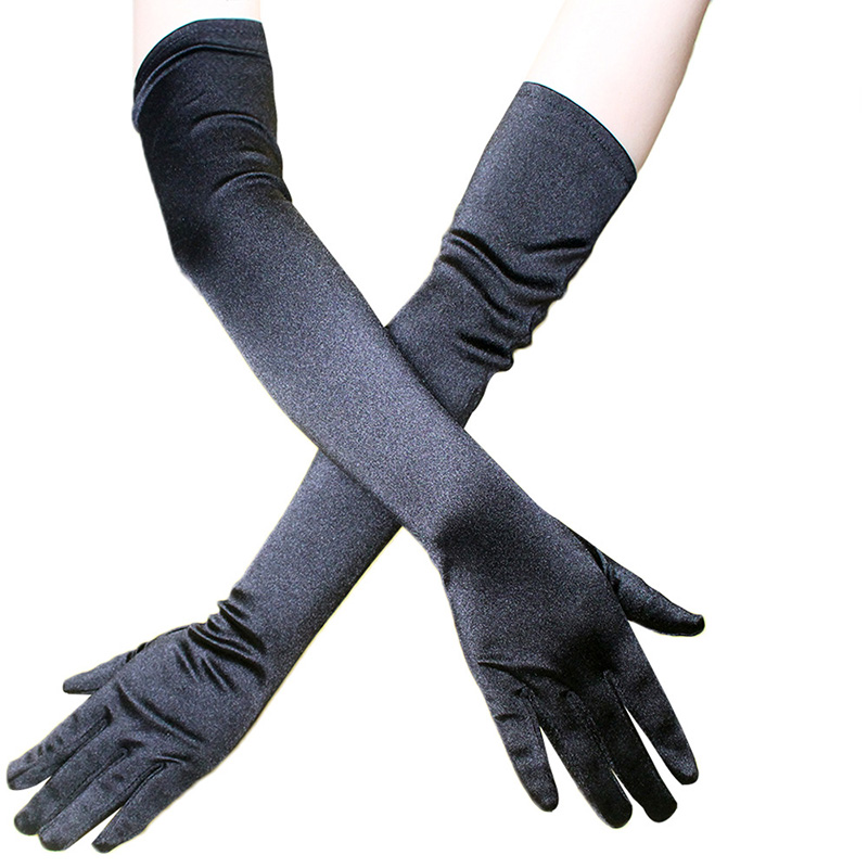 Formelle Handschuhe für Damen, Abendparty, klassisch, für Erwachsene, Schwarz, Weiß, Rot, Haut, Oper/Ellenbogen/Handgelenk, Stretch-Satin, lange Fingerhandschuhe, passend