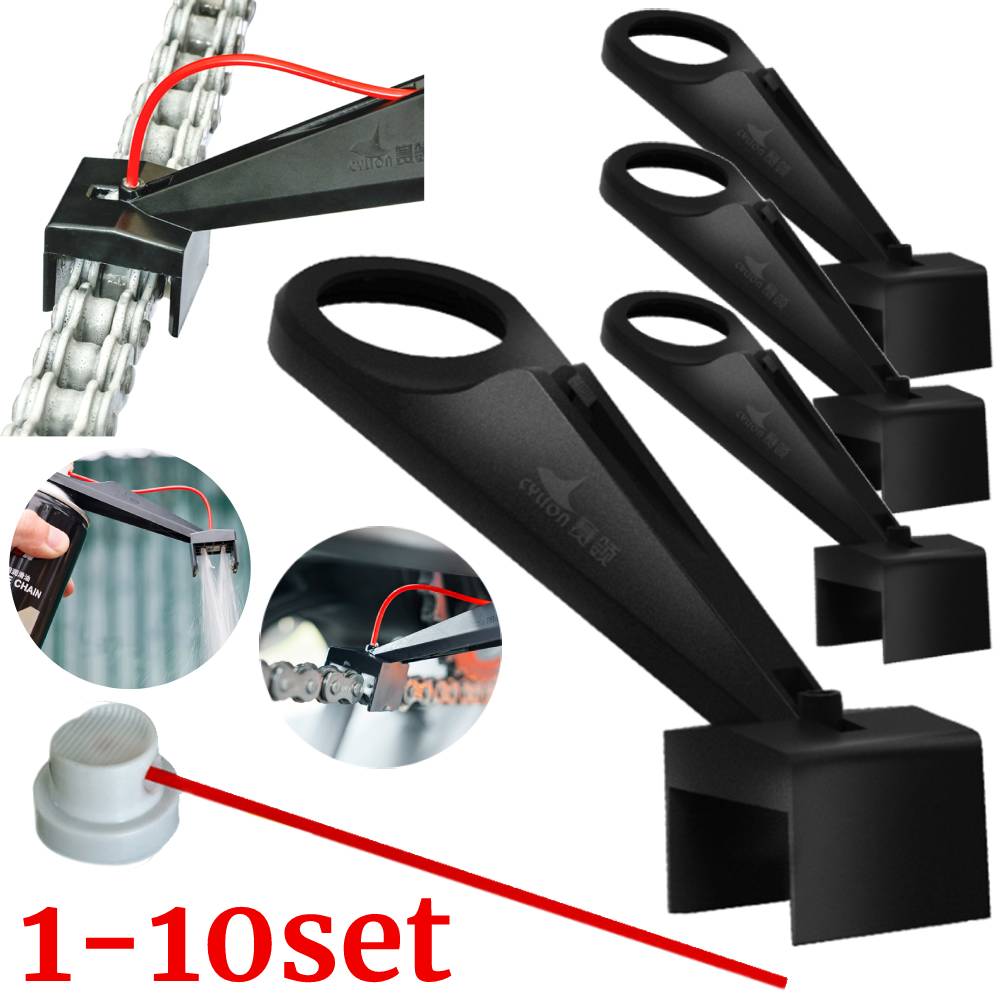 10-1set Motorcycle Chain Oiler Spray Gear Mess-Free Motorcycle Chain Lube Applicator Moto Wax Chain Cleaner Maintenance Tools
