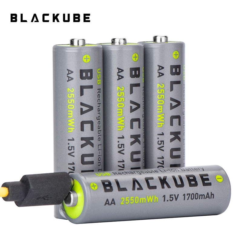 Blackube Aa Usb Oplaadbare Lithium Batterij Security Quick Opladen Grote Capaciteit 1700 Mah 1.5 V 2550mWh Batterijen