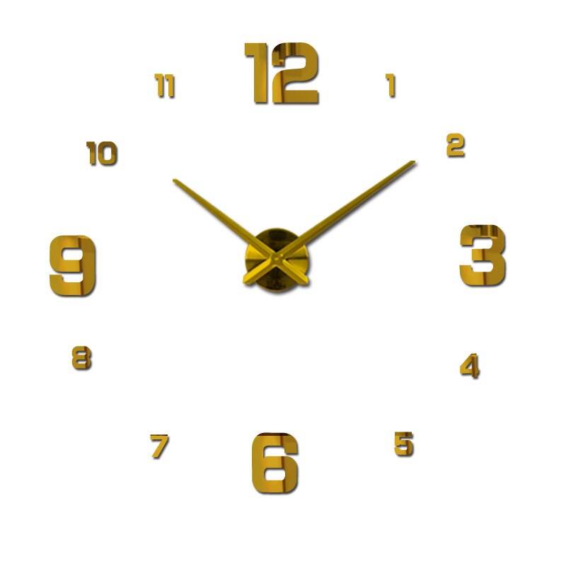 Real uhr 3d wanduhr diy spiegel Zauberstab aufkleber moderne wohnzimmer quarz metall uhren dekoration uhr: Gold / 47Zoll