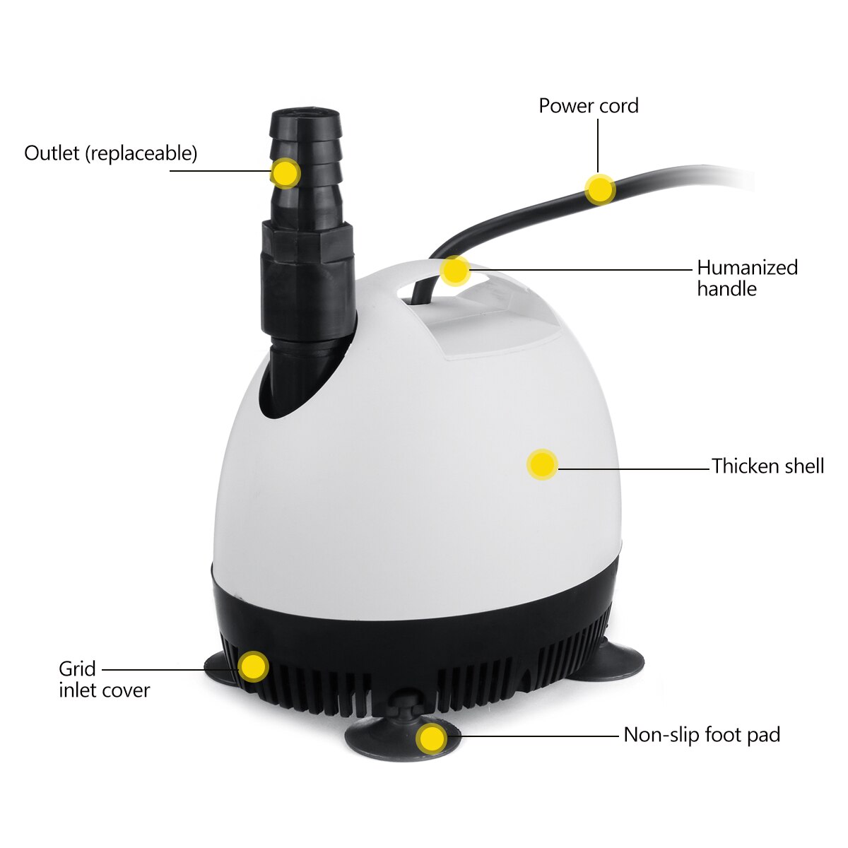 Water Pump Fish Tank Home Submersible Pump Bottom Suction Pump Water Change Energy Saving Waterfall Silent Fountain for Aquarium